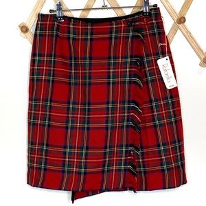 Vintage NWT plaid fringe wool wrap skirt